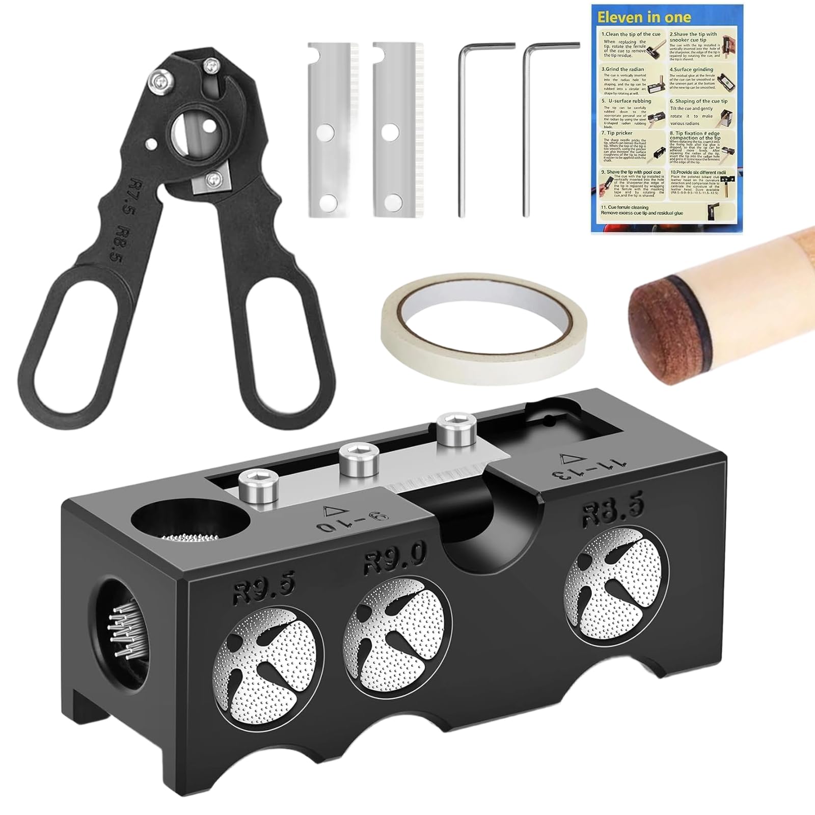 Courage Joy Kindness 11-In-1 Cue Tip Shaper, Cue Tip Tool, A Practical Tool For Shaping And Replacing Billiards Cue Tips