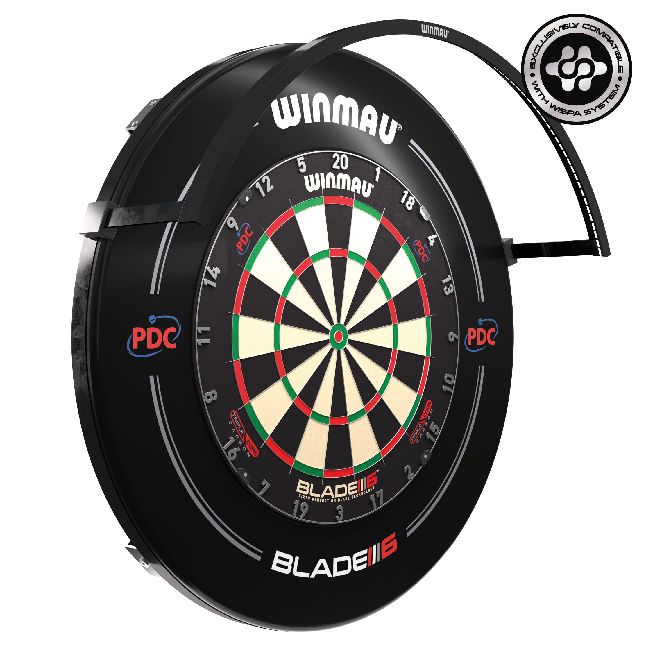 WINMAU Wispa Système de Cible de fléchettes et Accessoires – Système de Cible de fléchettes à réduction du Son ou éclairage Professionnel LED 1200 lumens | Fixation magnétique pour Une Configuration