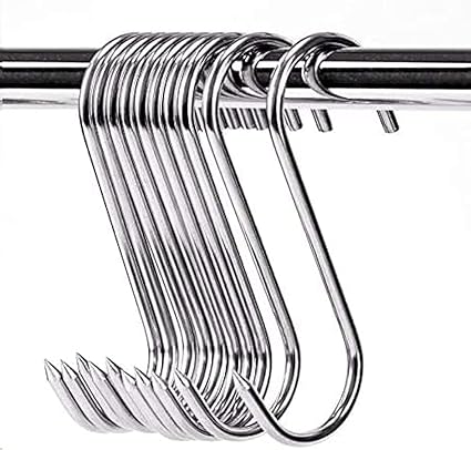 3.inch Meat Hook Stainless Steel Smoker Hooks Meat Smoking Hooks Butcher Hooks Meat Processing for BBQ Grilling Sausage Chicken Beef Bacon Poultry Deer Moose Hunting Hanging Hooks (4mm)