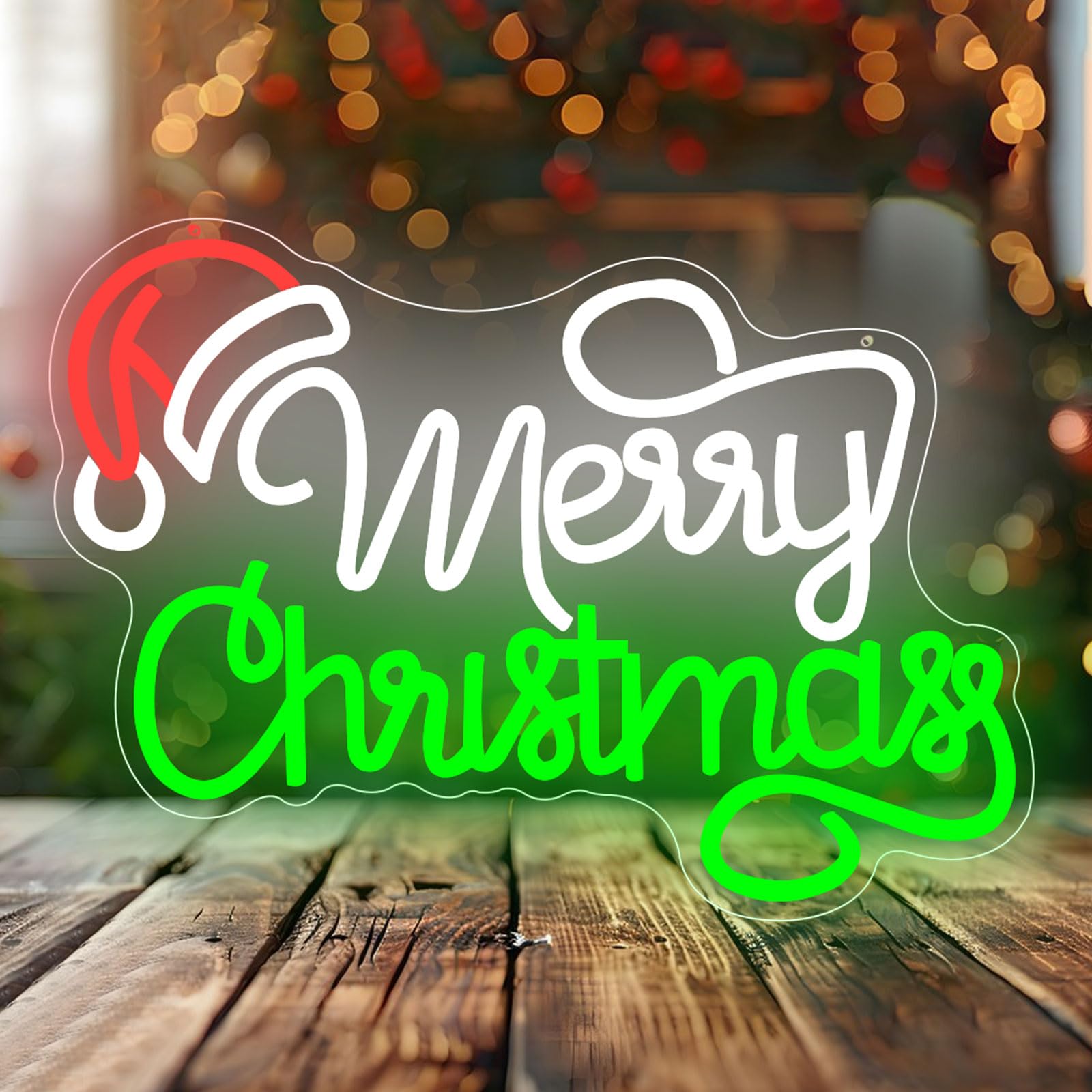 Merry Christmas Neon Sign Santa Hat Neon Sign for Wall Decor Colorful XMas Led Light USB Powered Led Light Up for Bedroom Living room Kids Room Xmas Party Decoration — image 1