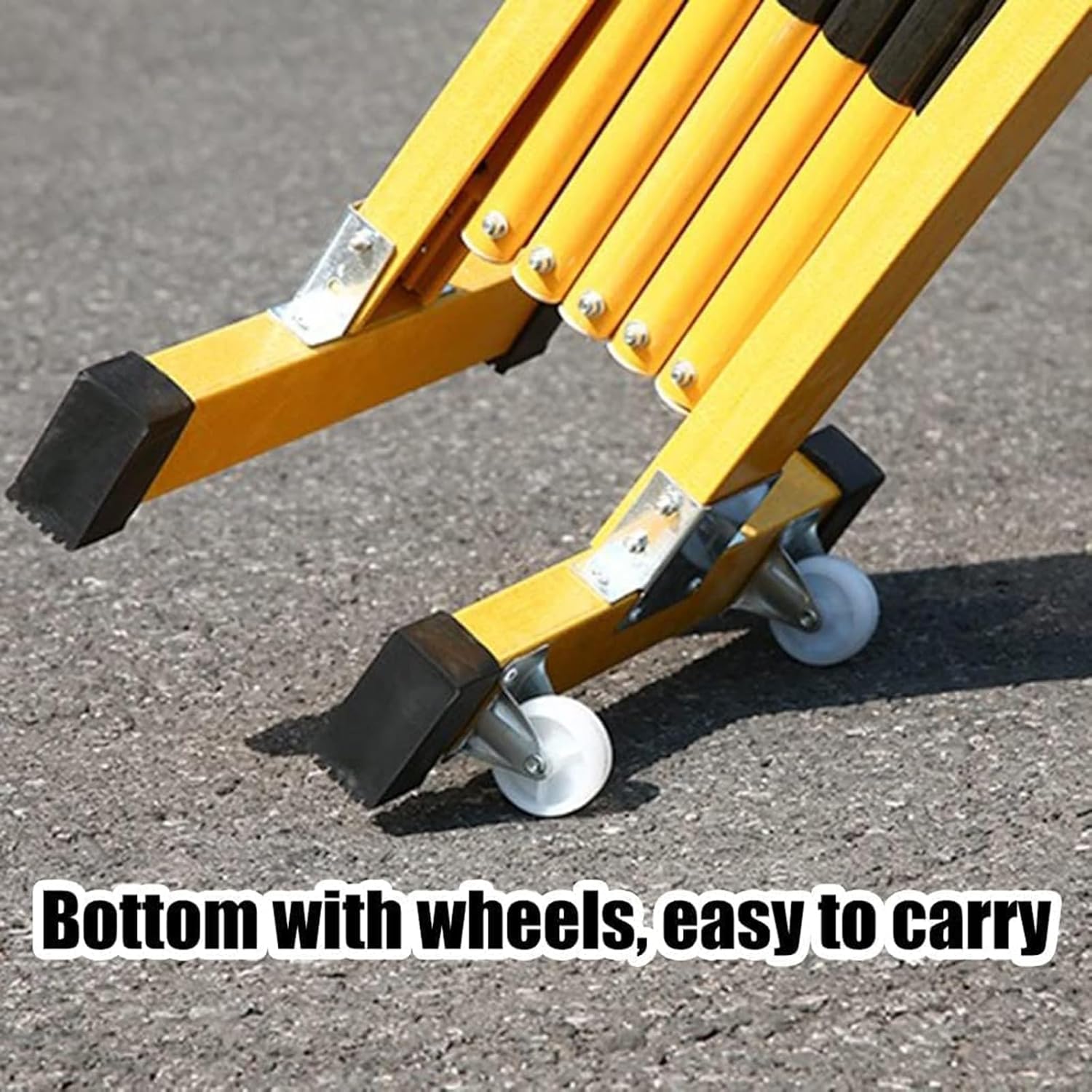 Expandable Metal Barricade with Wheels, Portable Telescopic Fence for Easy Traffic Control, School Safety, and Warehouse Security