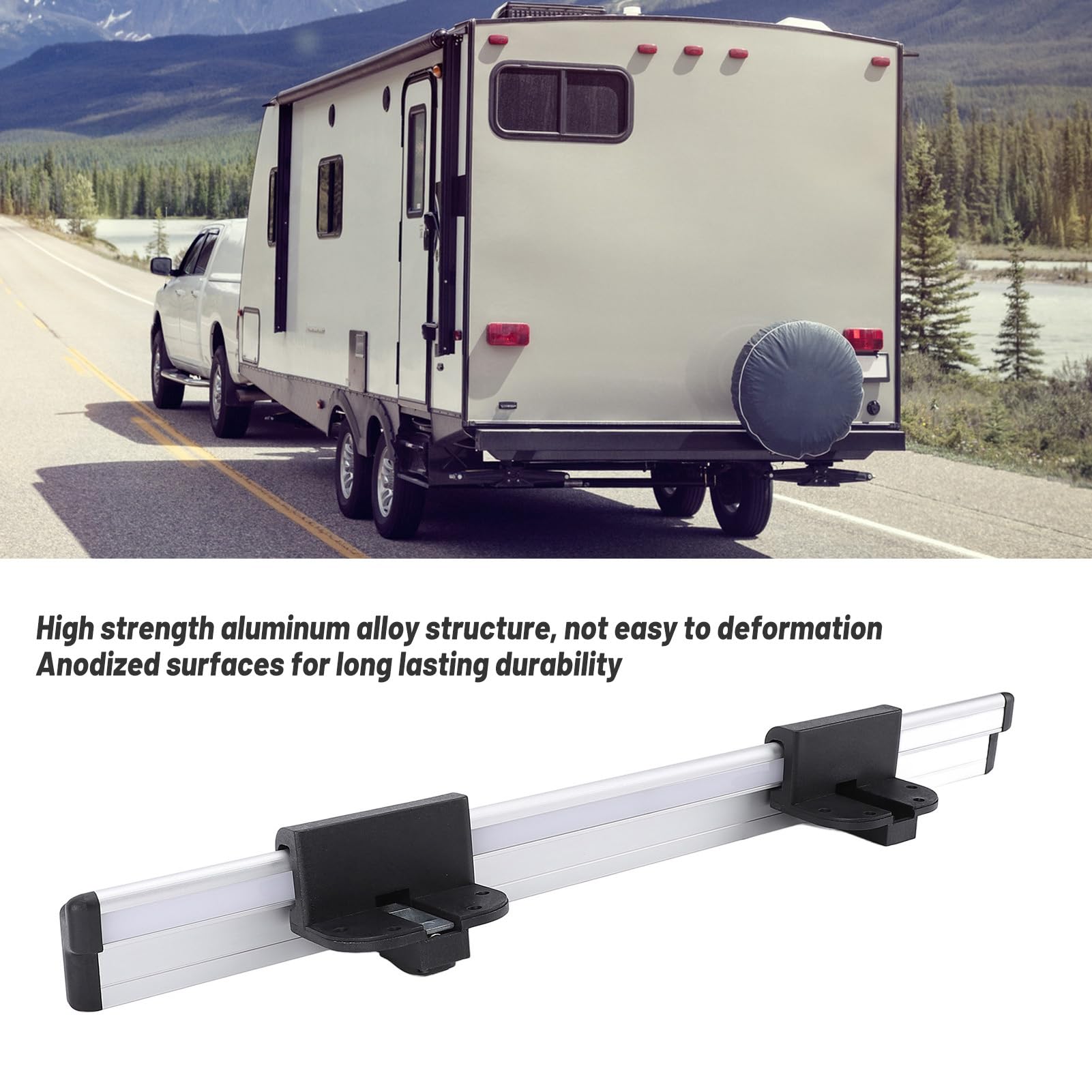 Soporte de Montaje en Pared de Riel de Soporte de Mesa RV de Aluminio de 20 Pulgadas con Hebillas Desmontables para Instalación de Mesa de Remolque de Autocaravana
