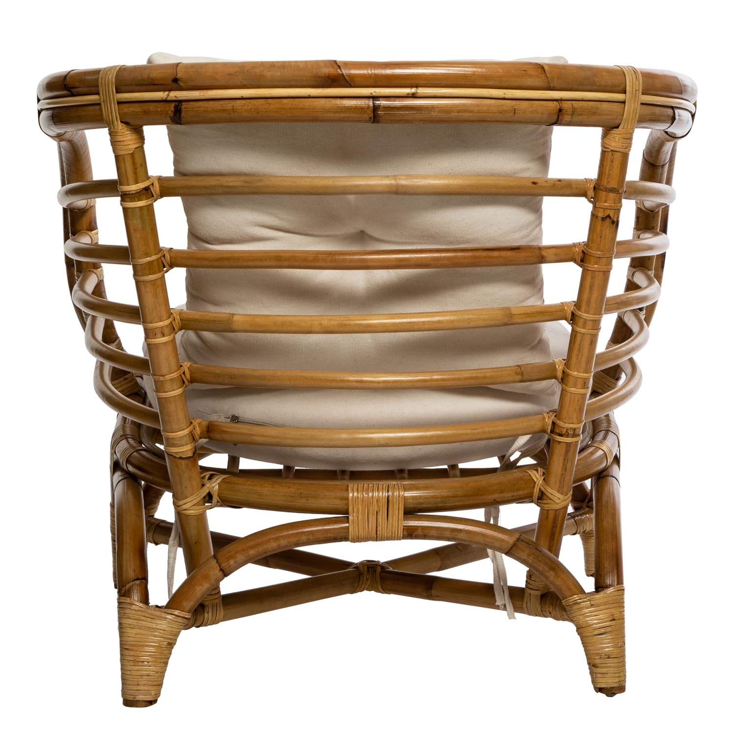 Generico Fauteuil avec coussin en rotin Farah blanc Mobilier d'intérieur,Mobilier de jardin