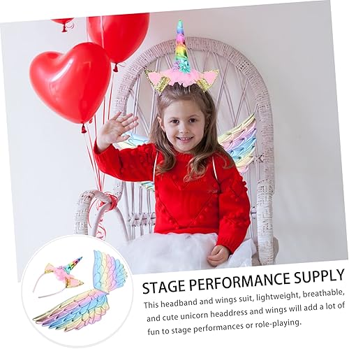 Vista 7 de HONMEET Disfraces de Natividad para niños, 1 juego de alas de unicornio, disfraces de belén para disfraz de princesa, accesorio de fiesta