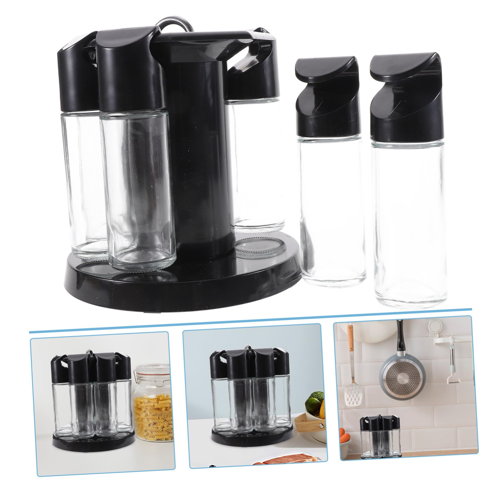Cabilock Küchen Organizer Gewürze mit Drehbarem 360-grad Design Gewürzhalter aus Glas und Abs für Küche und Grill Inklusive Haken zum Aufhängen Zufällige Farbe