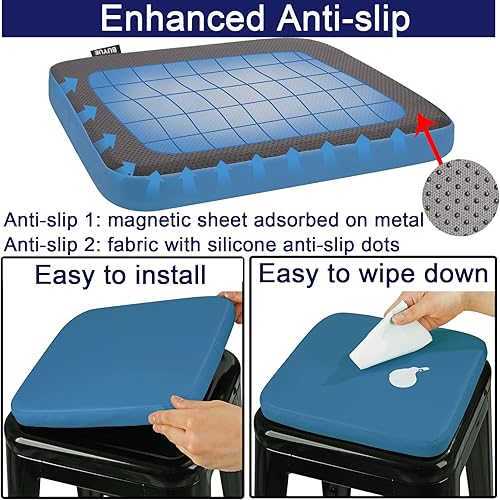 Miniatura 5 de BUYUE Cojín magnético antideslizante mejorado para taburete de bar, 1 pieza, de piel sintética de lujo, impermeable, cojín de asiento pequeño para