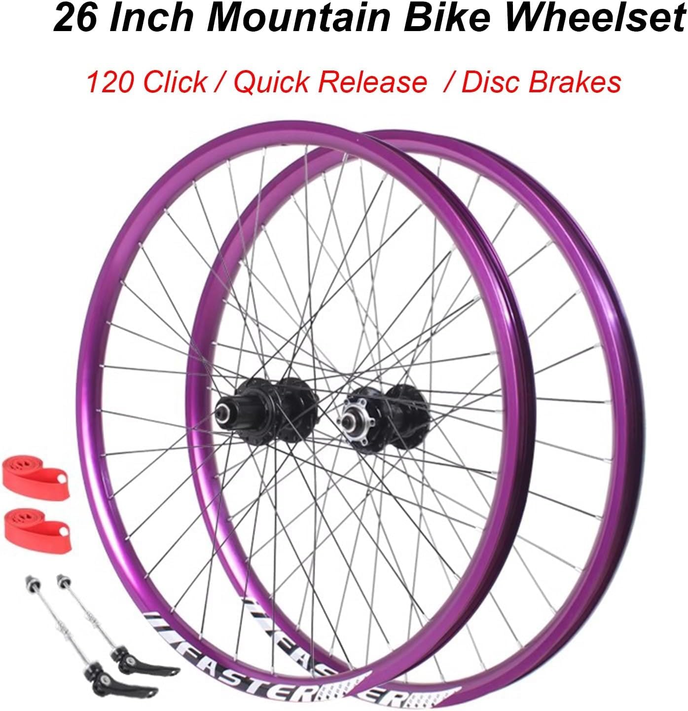 Mountainbike 26 Zoll Felgen-Set, Disc Brake QR 100/135mm Laufradsatz 32H, vorne 2, hinten 4 Lager, HG Naben für 8-12-fach Kassetten