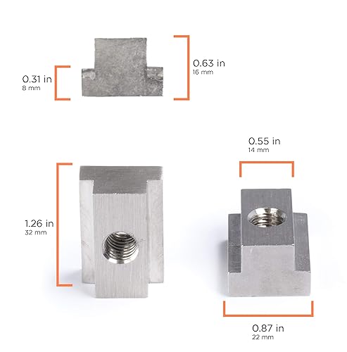 Miniatura 3 de THE CIMPLE CO - Tuercas de ranura en T para riel de cama compatibles con Toyota Tacoma y Tundra - Acero inoxidable 304 Plata, paquete de 4 - Roscado