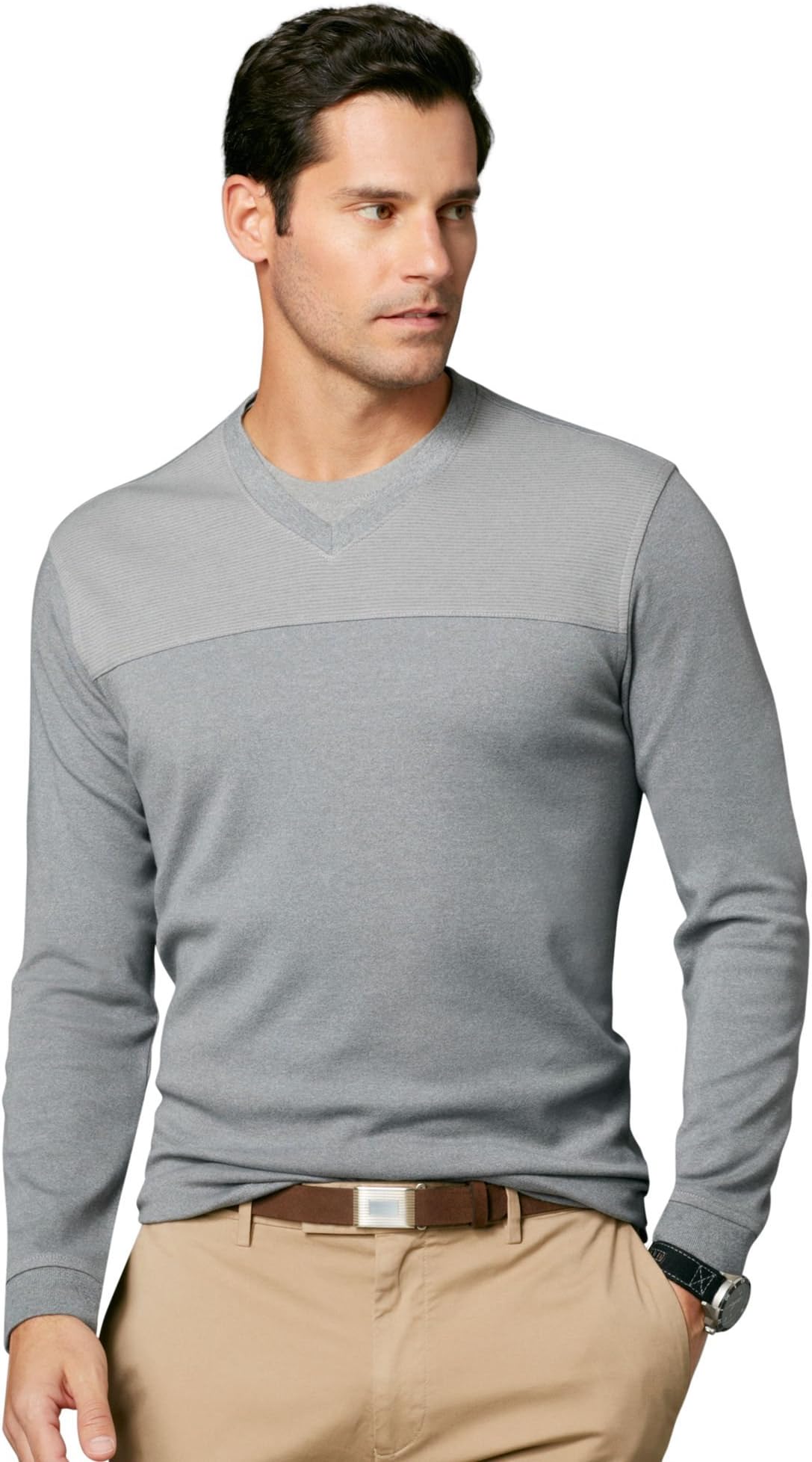 Van Heusen Men's Long Sleeve V-Neck Doubler