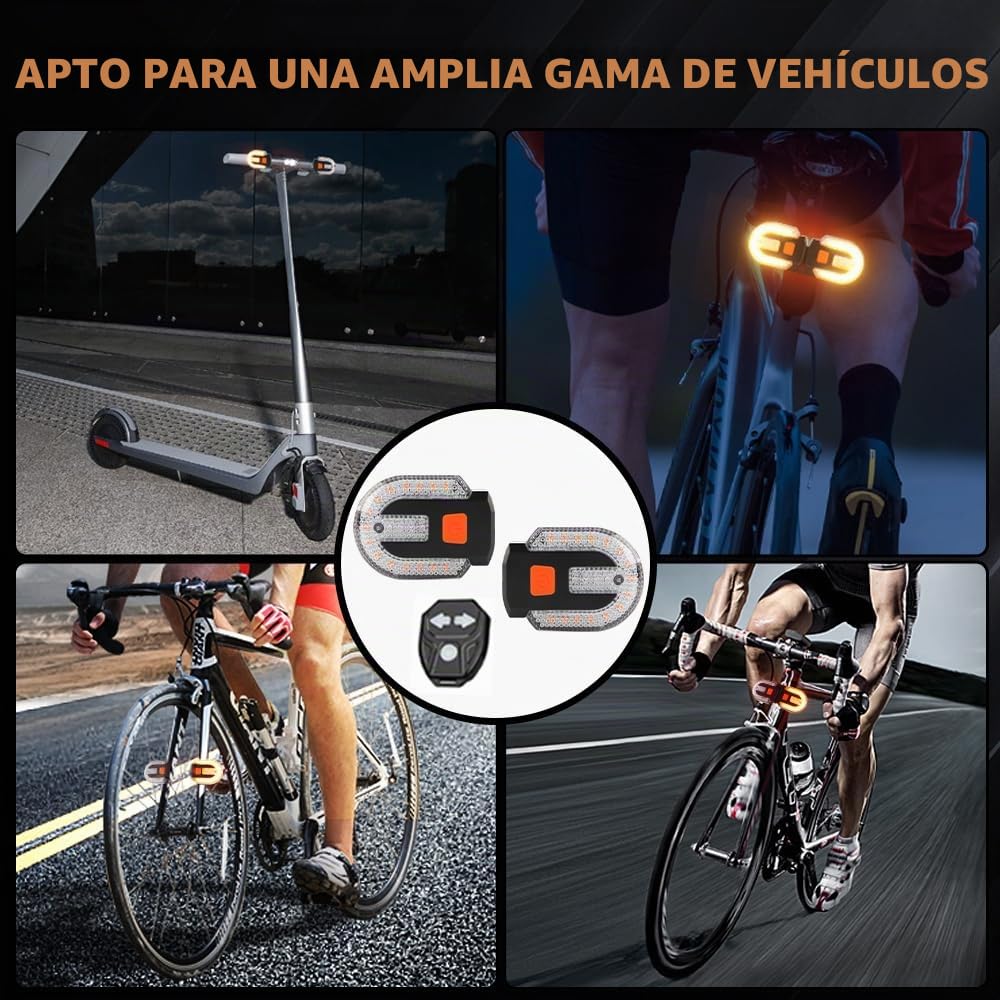 luz Trasera Bicicleta, 5 Modos de iluminación Control Remoto USB Recargable Estroboscopio para Bicicleta Intermitentes con Alarma (Rojo y Amarillo)