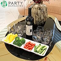 Vista 2 de Party Bargains Bandeja rectangular seccional desechable blanca (paquete de 4) de 5 x 16 pulgadas. Bandeja de plástico con 4 compartimentos