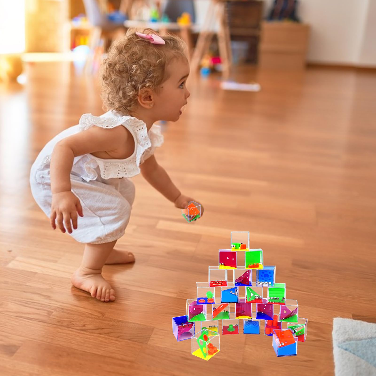 Newpop 24 Piezas Rompecabezas, Mini Puzzle, Regalos para Invitados Cumpleaños, Mini Juegos de Paciencia, Juego de Habilidad Niños Bola, Cubos Rompecabezas