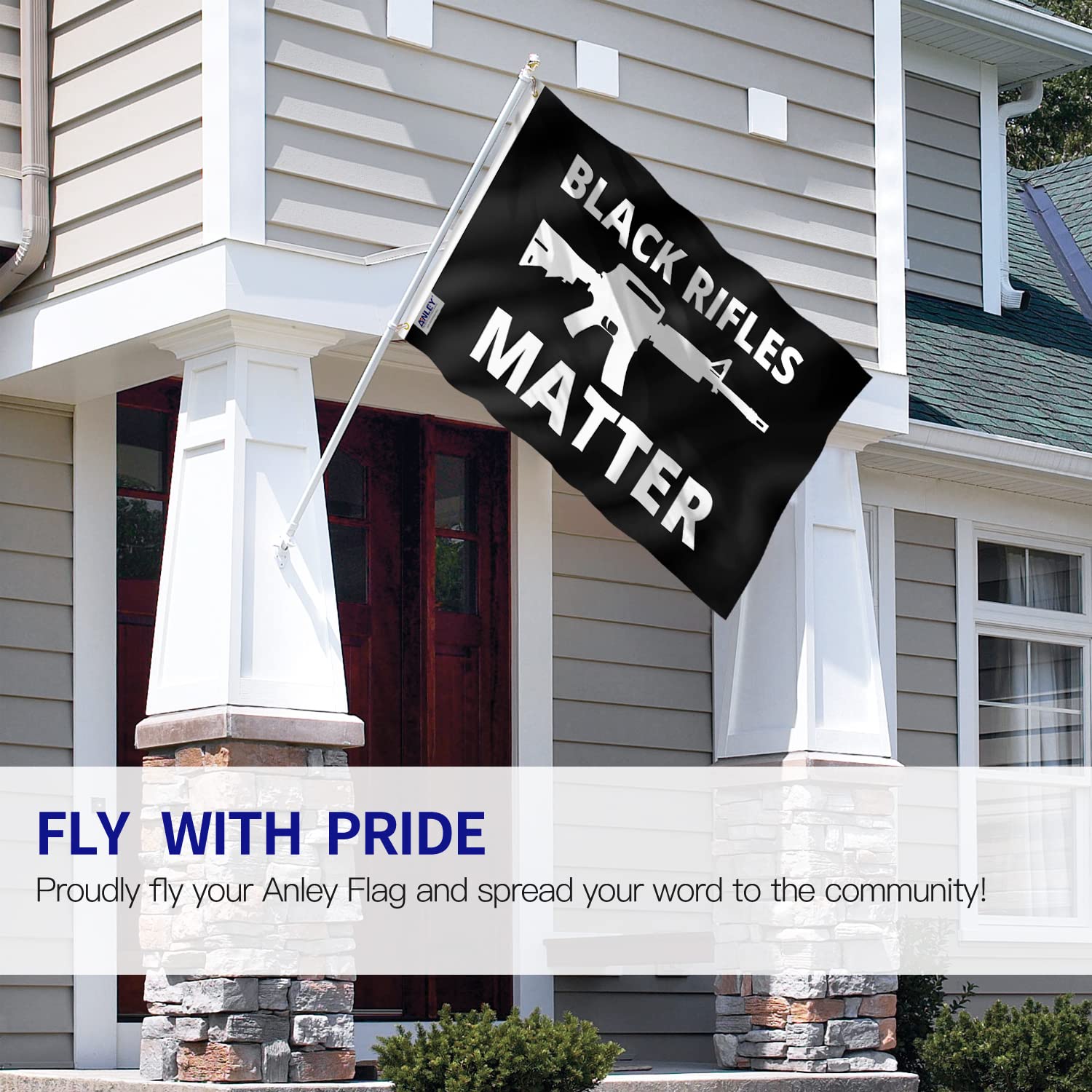 Anley 'Black Rifles Matter' Flagge 3x5 Fuß - Polyester, Wetterfest, Mit Messingösen