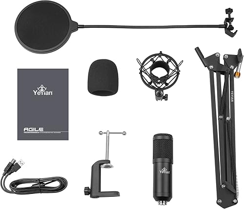 Miniatura 2 de YEYIAN Micrófono USB de 24 bits192 KHZ para juegos de PC, micrófono de metal, brazo Boom Plug & Play, kit de montaje de choque, grabación, juegos,