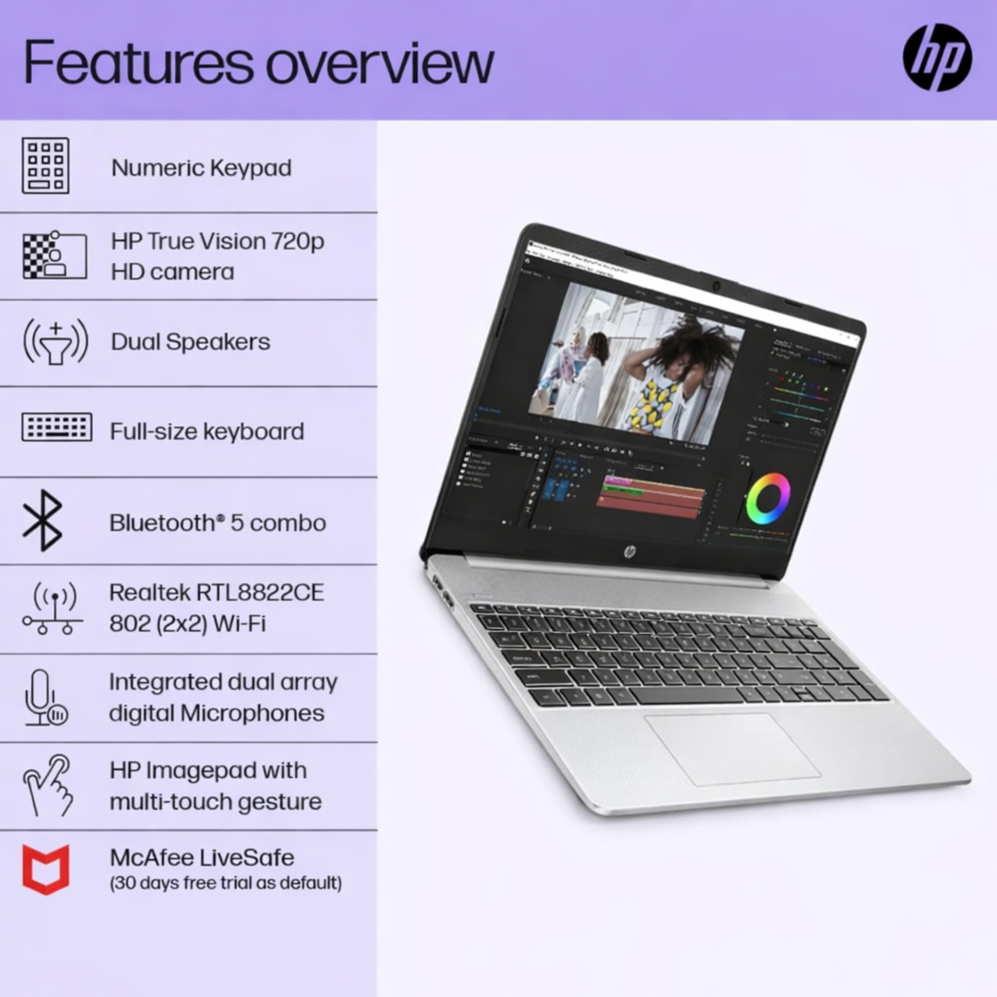 HP 15.6" Laptop with Microsoft 365-8GB Memory - 1.1TB Storage - Intel Inside | Anti-Glare Display, 128GB SSD and 1TB Cloud Storage, 4-Cores CPU, Fast Charge and 12hrs Battery, no Mouse, Black