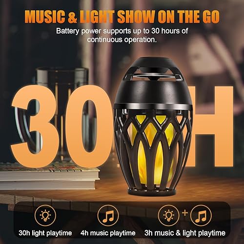 Miniatura 5 de Altavoces Bluetooth para exteriores, altavoz inalámbrico con altavoz de llama LED, diseño impermeable IPx5, lámpara de llama LED Bluetooth 5.0 para