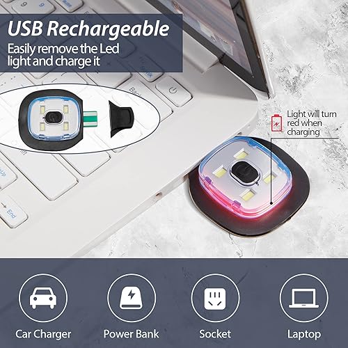 Miniatura 4 de Zhanmai Paquete de 4 gorros con luz LED, recargable por USB, gorro de punto iluminado para invierno, regalos para hombres