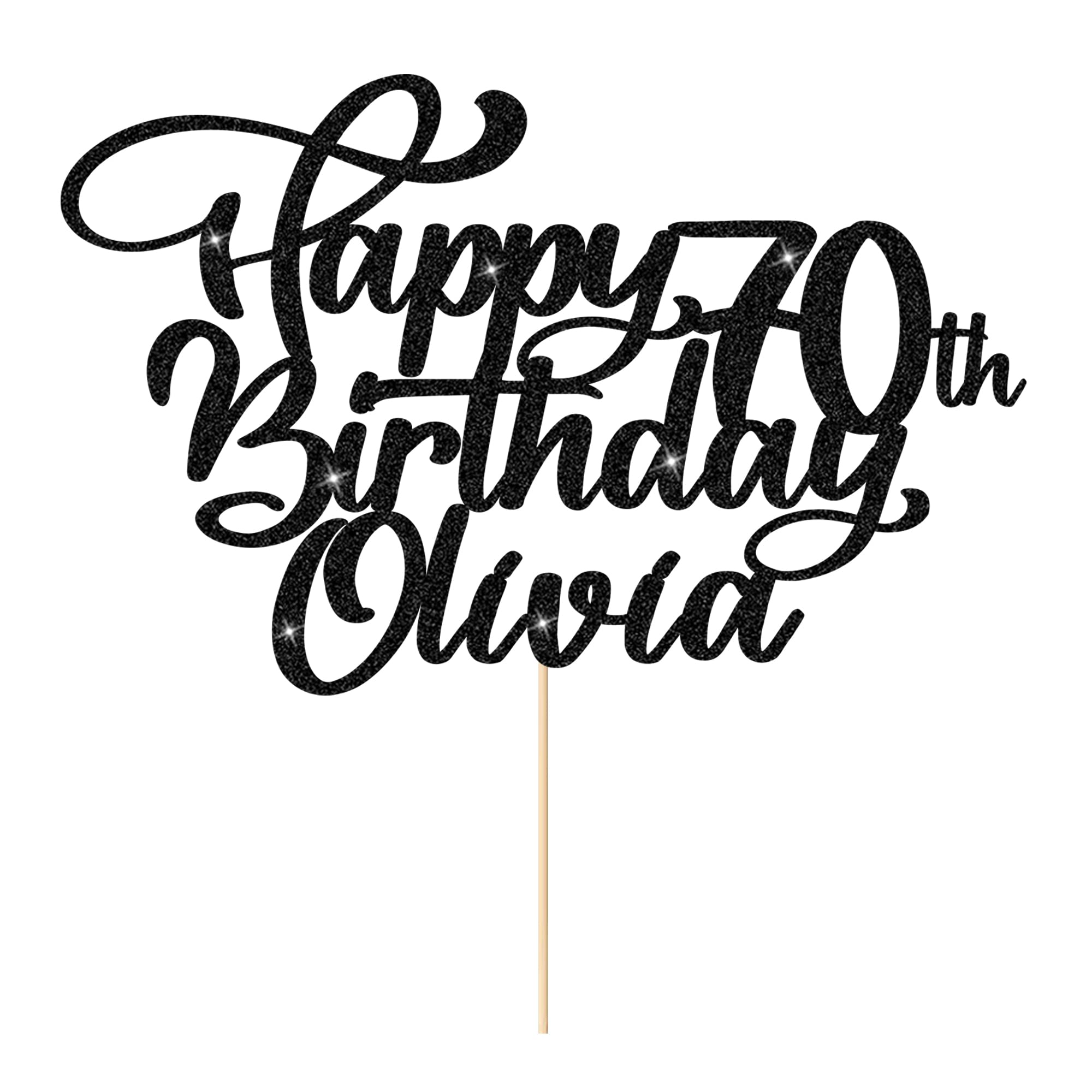 Cake Topper Happy Birthday Cake Topper Personalised Cake Topper Birthday Cake Decoration Customised Any Name Age 1st 10th 16th 18th 20th 21st 30th 40th 50th 60th 70th 80th(Black)