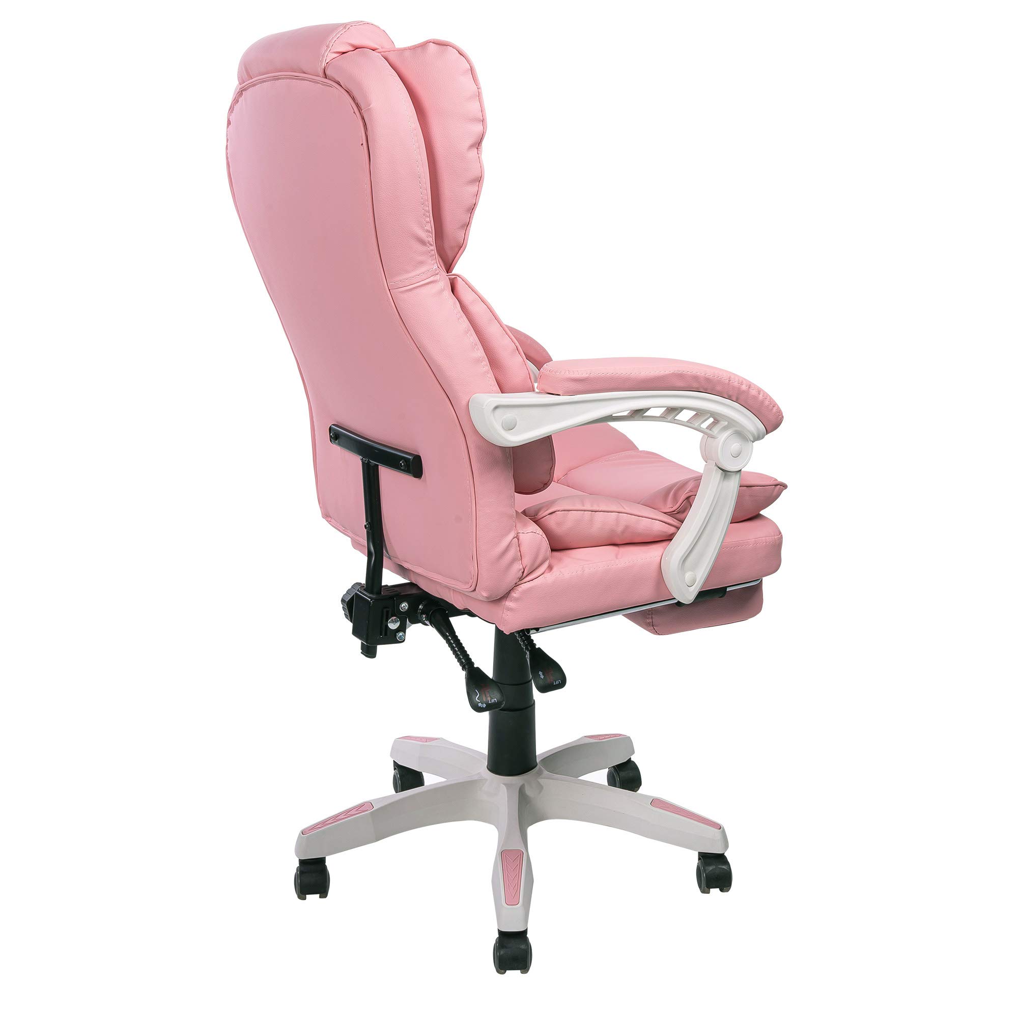 Designerskie krzesło biurowe, fotel biurowy, fotel szefa, relaks i Home Office, kolor: różowy