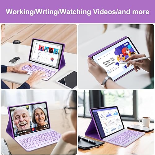 Miniatura 6 de IVEOPPE Funda de teclado retroiluminada para Samsung Galaxy Tab A8 de 10.5 pulgadas 2022, teclado Bluetooth inalámbrico desmontable magnético con