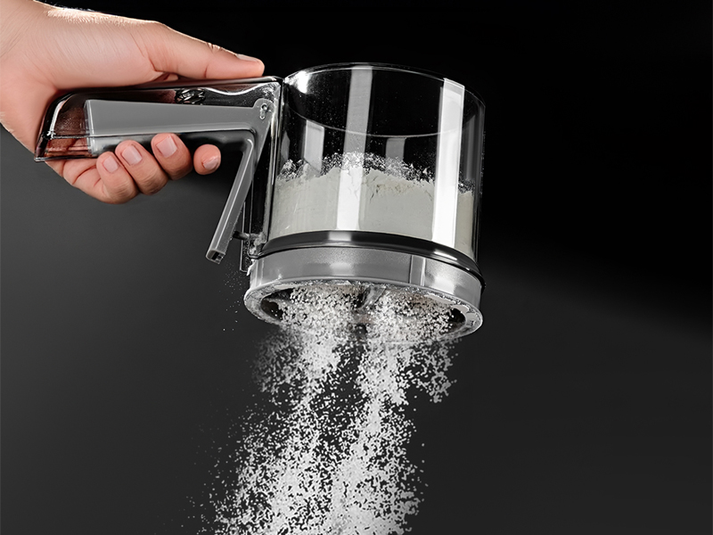 Viitech Mehlsieb Einhand | Edelstahl Doppelsieb | Mit Skala | Für Mehl, Puderzucker & Mandelpulver