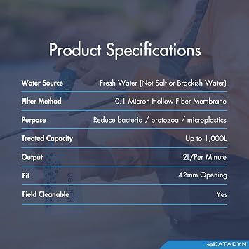 خرطوشة فلتر غشائي EZ-Clean لـ Katadyn Be مرشحات مياه مجانية لرياضات التحمل والتخييم وحقائب الظهر (8019641)