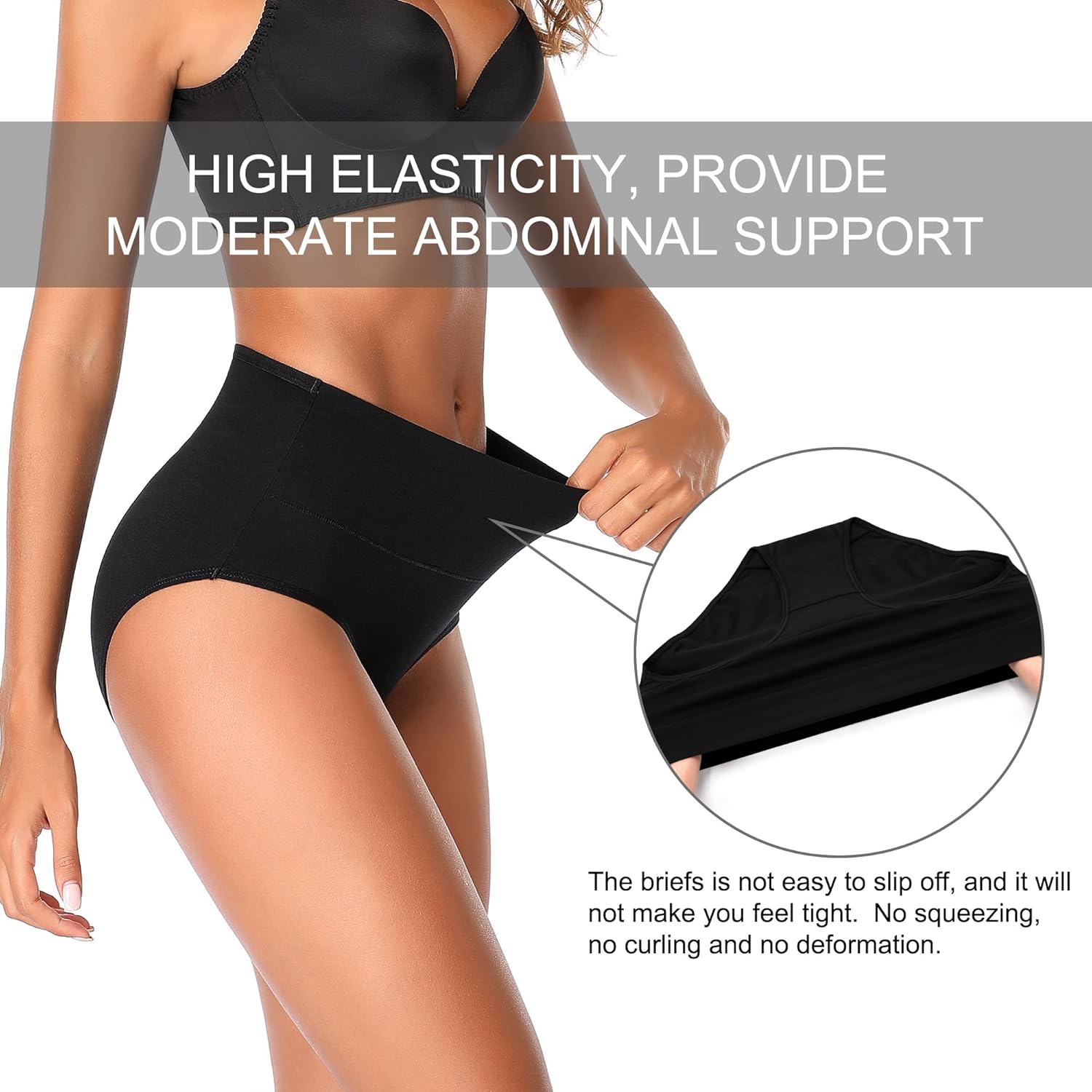 High Waisted Postpartum Underwear Slight Tummy Control Underwear Soft Full Coverage Cotton Panties Multipack - Image 3