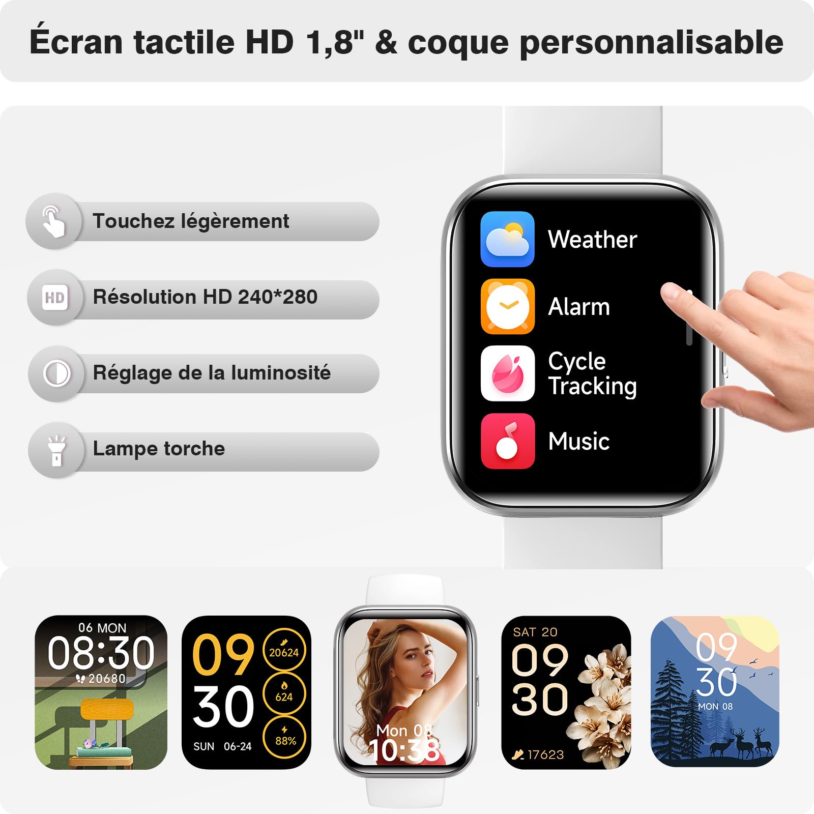 Fitpolo Reloj Inteligente Mujer con Llamadas y Alexa Asistente, 1.8" Smartwatch con IP68 Impermeable, Monitor de Pulsómetro/Sueño/SpO2, 110+ Modos Deportes Pulsera Actividad Mujer para Android/iOS