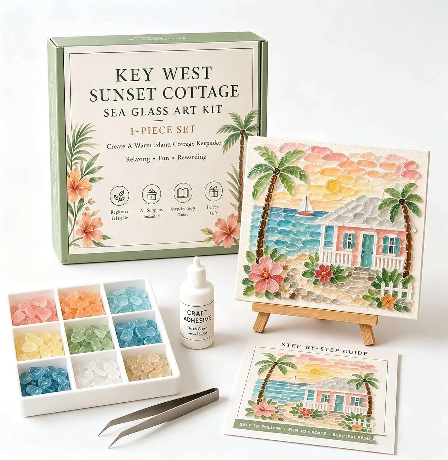 Sea Glass Art Kit | Seaglass DIY Mosaic Art Craft Kits for Adults