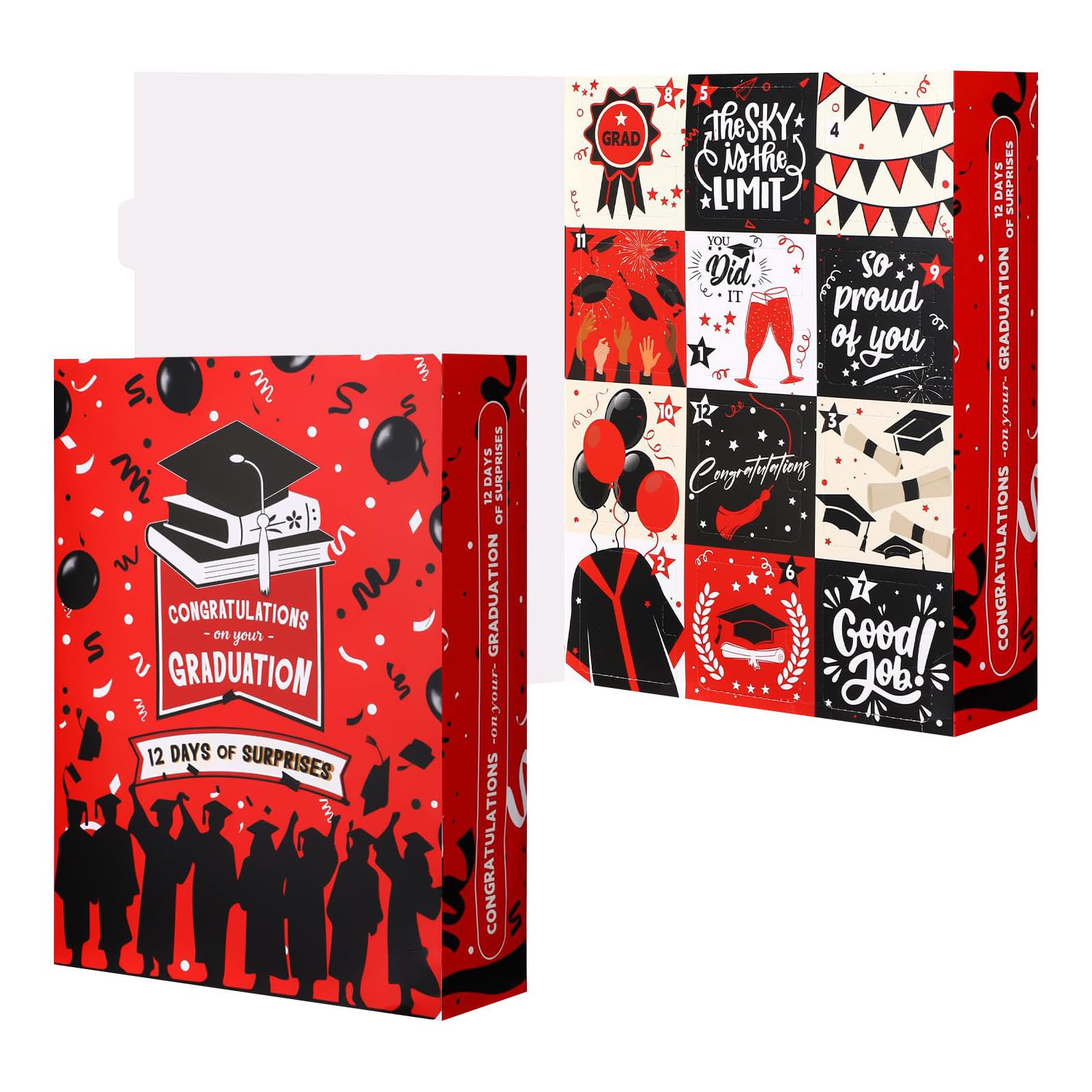 12 Days Graduation Advent Calendar Empty Gift Box,Graduation Countdown Calendar Gift Boxs,DIY Empty Gift Box for High School College, Keepsake Storage Container For Mementos,Gifts Not Included (Black) — view 7