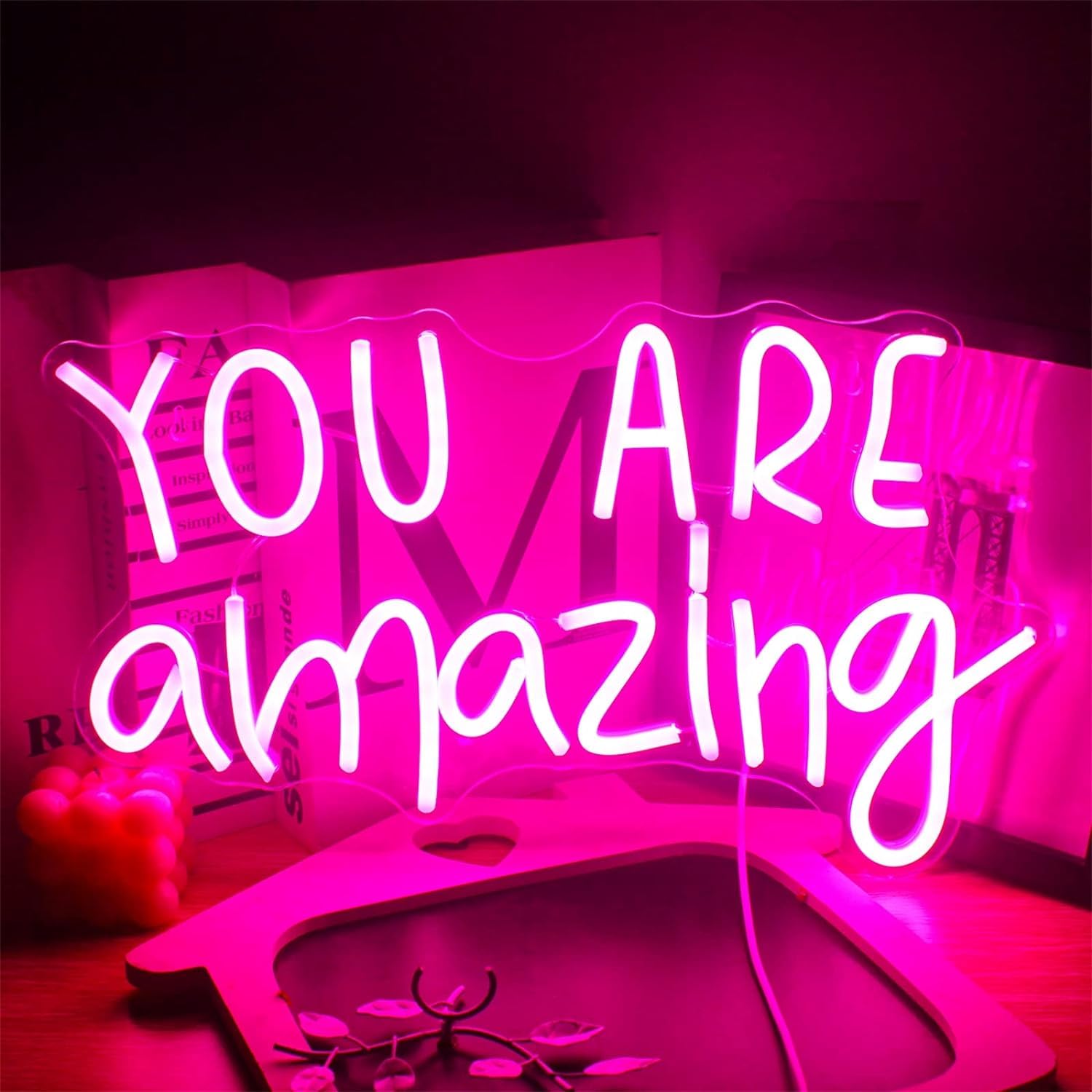 KIJyfgTR LED Neon Light Sign You are Amazing Neon Signs, Party Decor Pink LED USB Acrylic Neon Lights 40X24cm