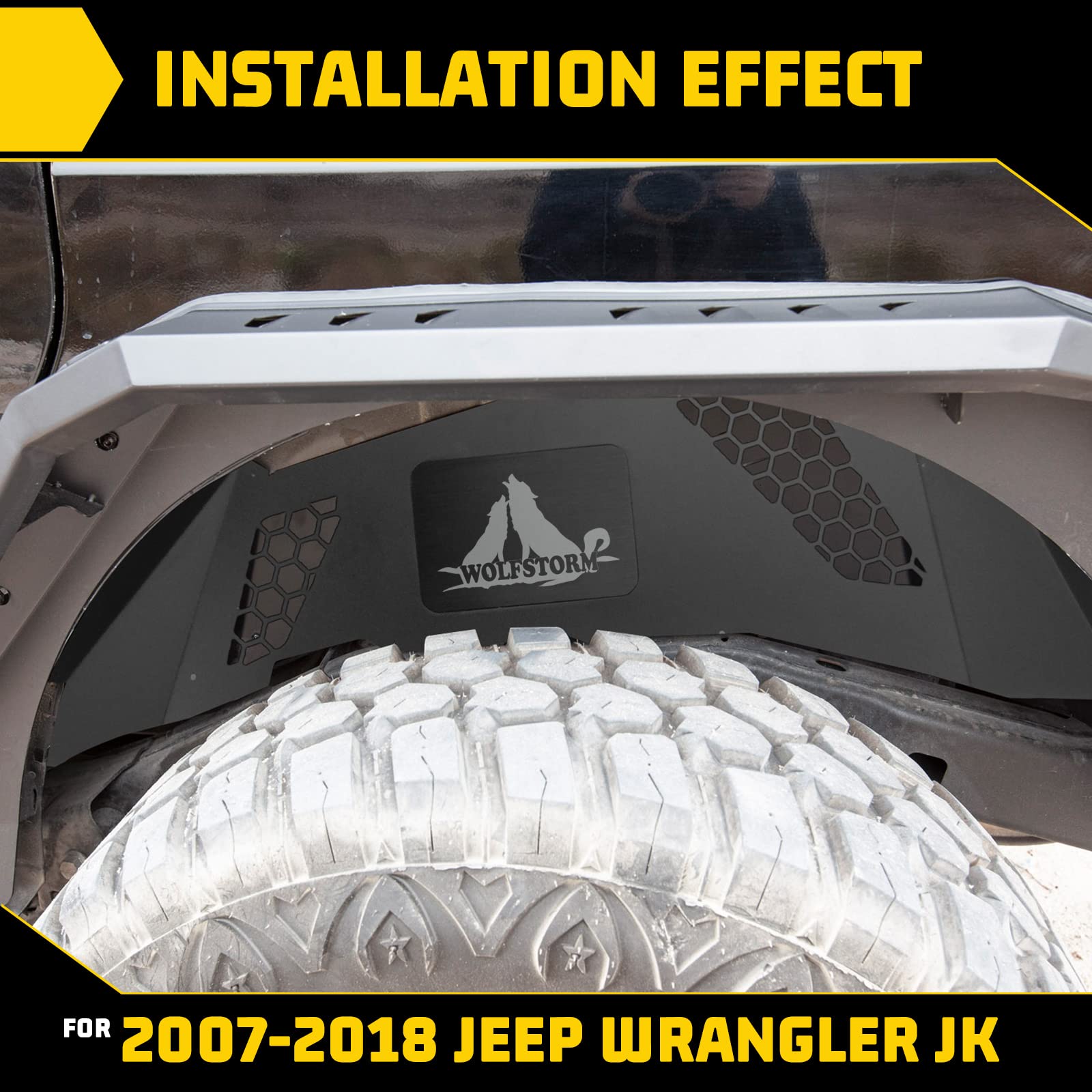 Steel Inner Fender Liners Set For 2007-2018 Jeep Wrangler JK & JKU - Front & Rear Splash Guards (4pc)