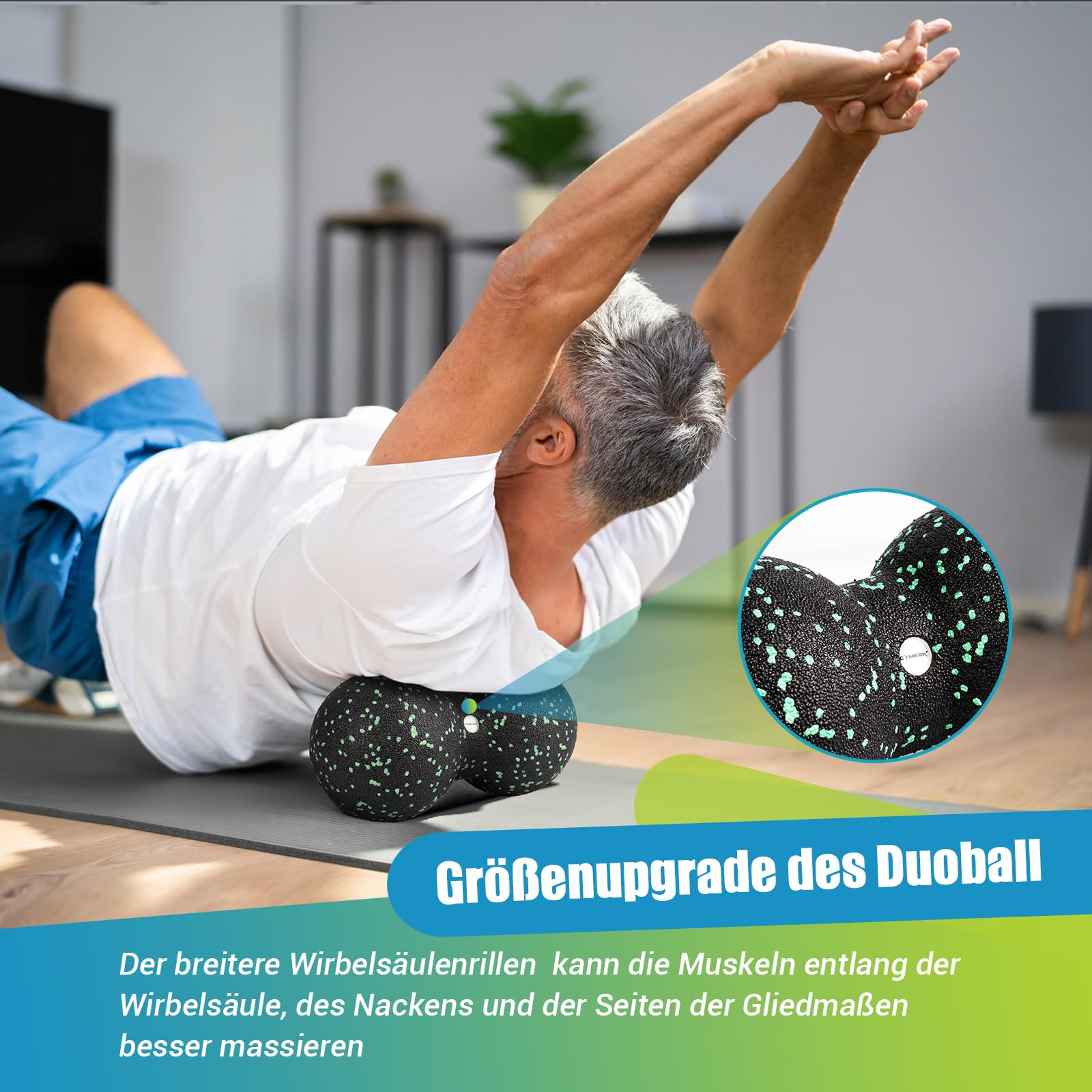 Gymerk Faszienroller Set mit Großer Duoball, Faszienball und faszienrolle klein, Faszien Set für Rücken Wirbelsäule Bein Dehnungen und Faszientraining, mit Training Posters