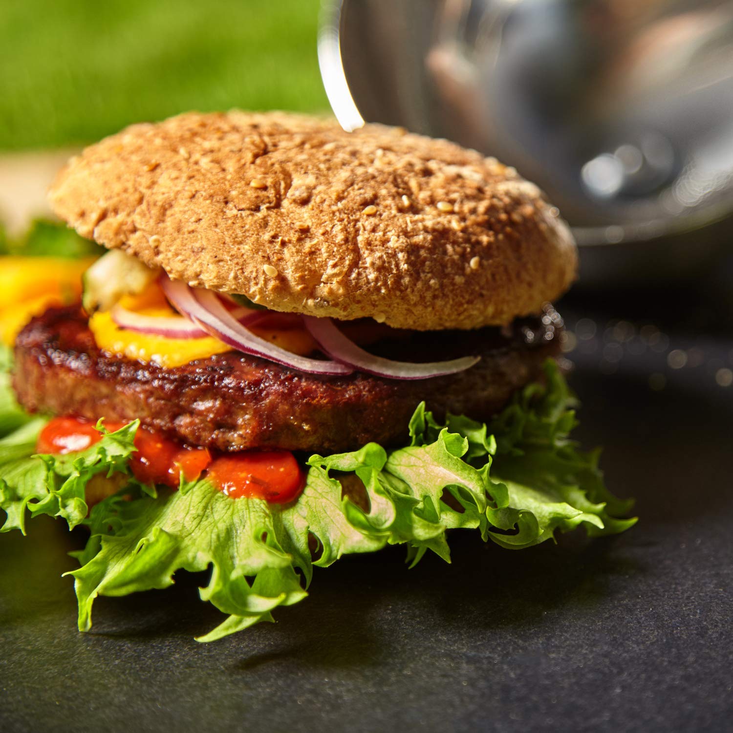 Kerafactum Zestaw do hamburgerów, prasa do hamburgerów, dzwonek do burgerów z łopatką do grillowania – pokrywa grillowania, prasa do sera i łopatki do smażenia, pokrywa ze stali nierdzewnej, akcesoria