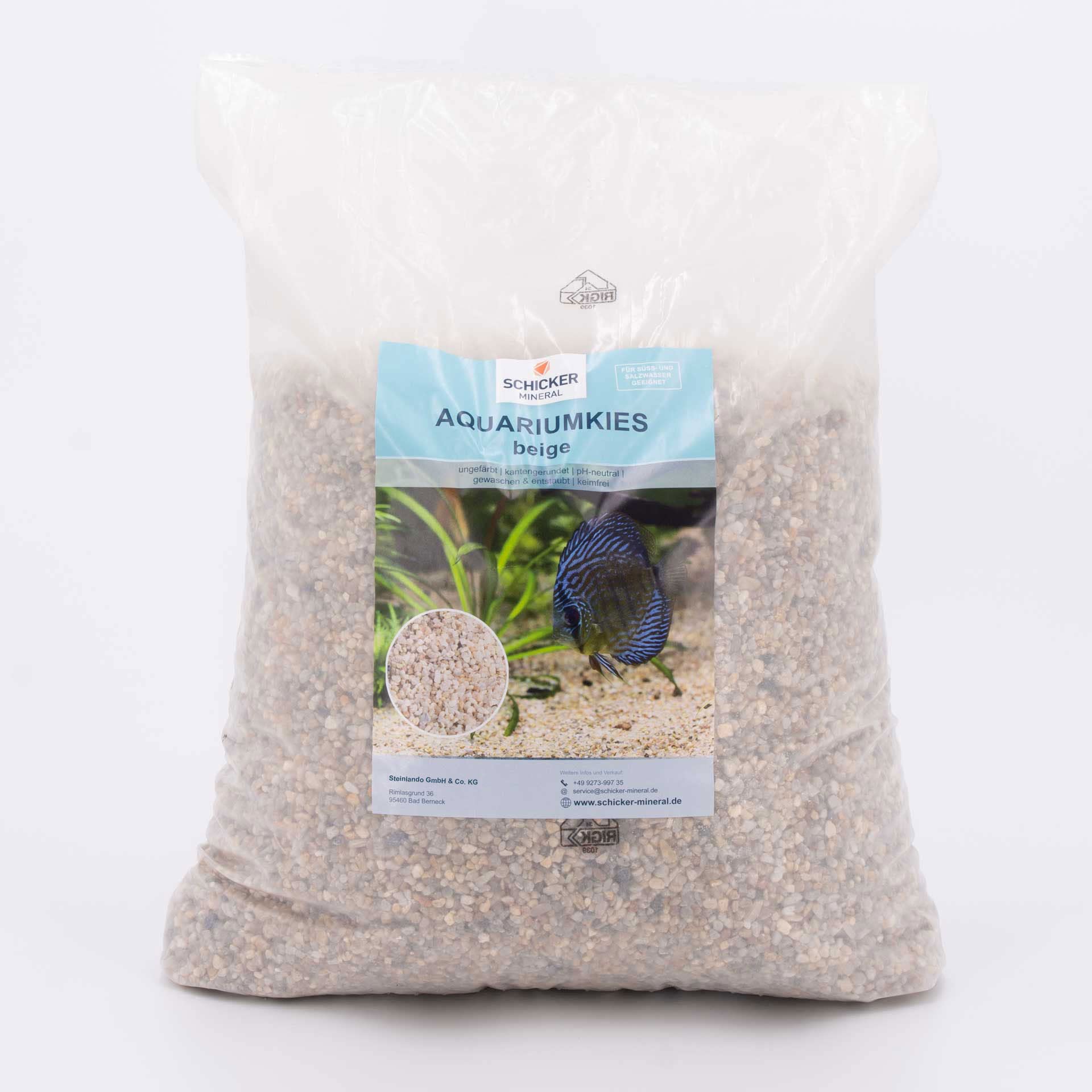 Schicker Mineral Aquariumkies beige 10 kg, grober Aquariumsand gewaschen, ungefärbt, kantengerundeter Bodengrund, Kies für Süßwasseraquarien, Meerwasseraquarien, Aquascaping (ØKörnung: 2,0-3,15 mm)