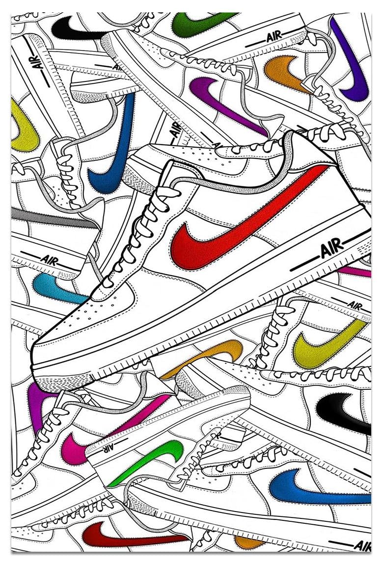 Sneaker Poster AJ Canvas Wall Art Michael Jordan Air Gym Shoes Cool Poster for Aesthetic Room Teen Boys Guys Men Dorm Bedroom Living Room Wall Decor Fun Decorations 112"x18" - Custom Dunk Low