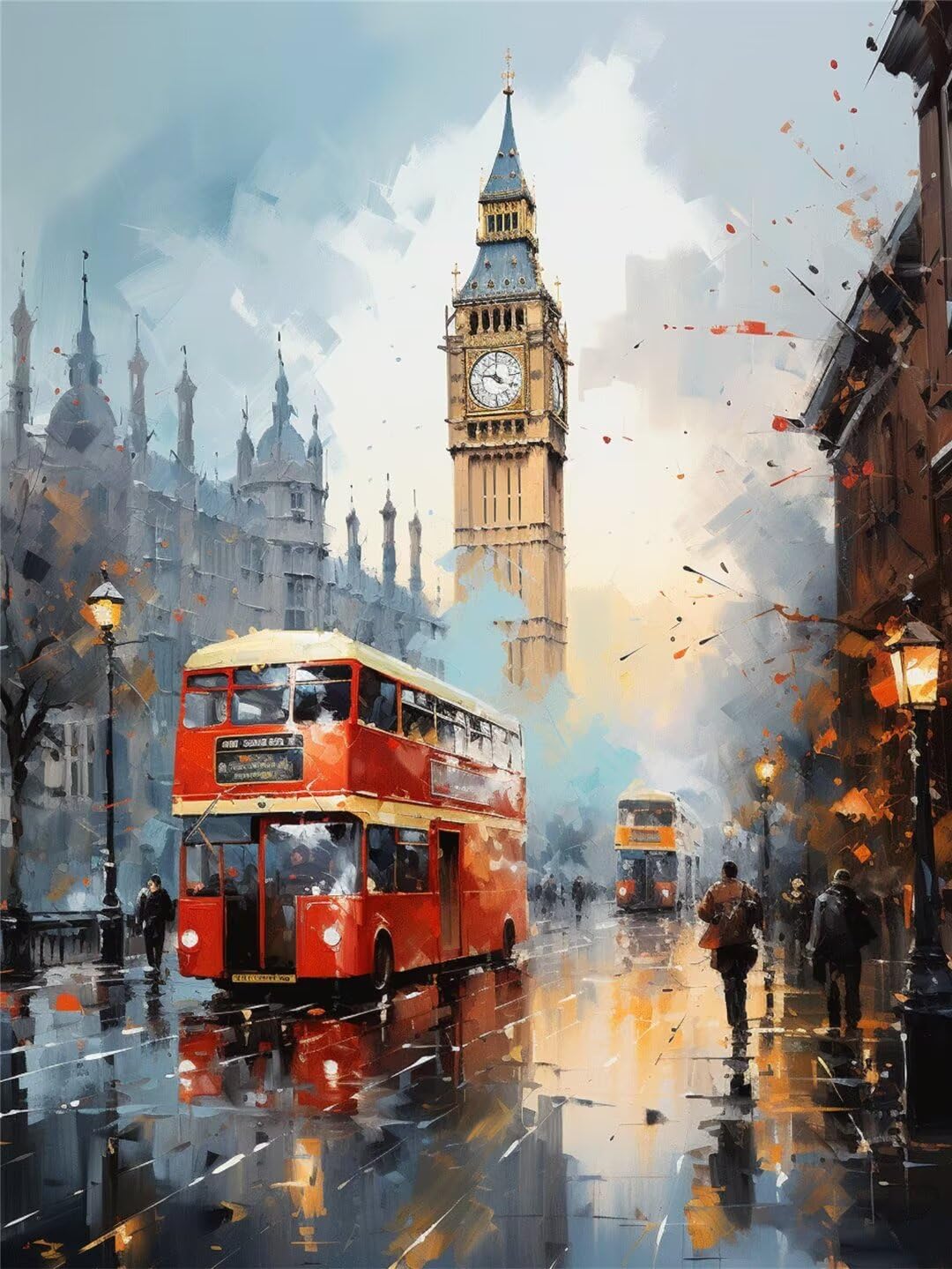 5D Londra,Scenario Pittura Diamante DIY,Diamond Painting Adulti Grandi Dimensioni (70x90cm),Disegni con Perline da Attaccare Paint by Numbers Passatempo per Bambina e Bambini,Decorazione Muro B-6635