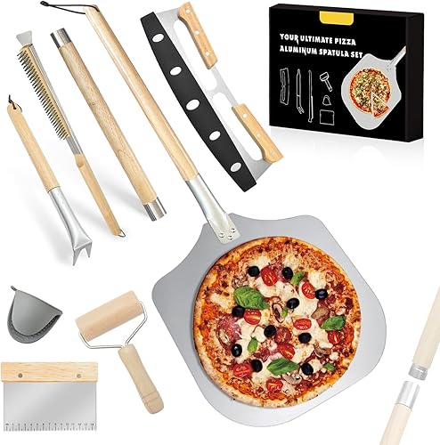 Kit de accesorios para horno de pizza de 7 piezas, juego de herramientas para hacer pizza de primera calidad para hornos domésticos y exteriores,