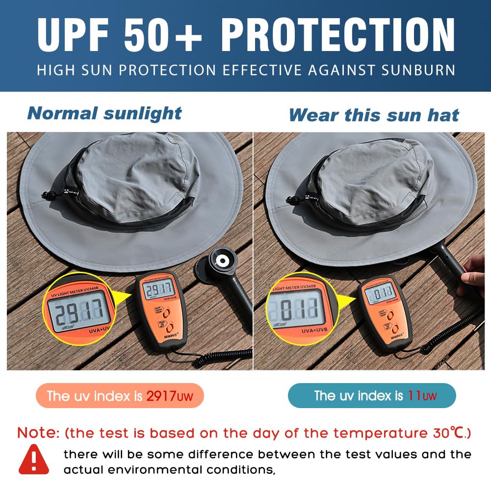 TOP-EX Sommer Sonnenhut für Herren Damen mit breiter Krempe UPF 50, UV-Schutz Safari Hut verstellbar, Wandern atmungsaktiv für Outdoor-Abenteuer