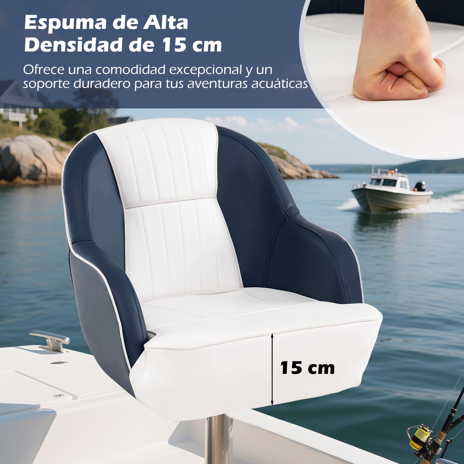 GOPLUS Asiento para Barco Impermeable con Cojín Acolchado