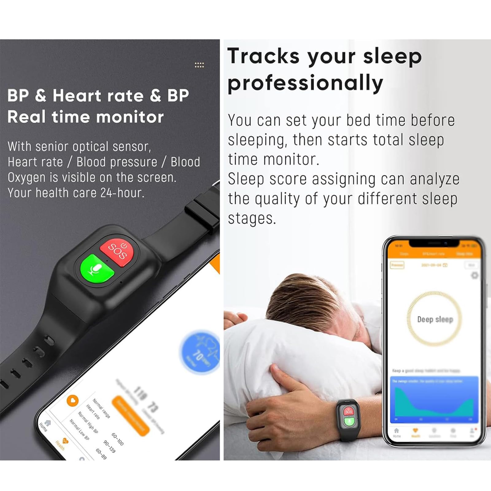 Orologio con rilevamento delle cadute con risposta SOS, smartwatch con funzione Dual Talk 4G, monitoraggio GPS, monitoraggio app in tempo reale, monitoraggio della salute per anziani e bambini