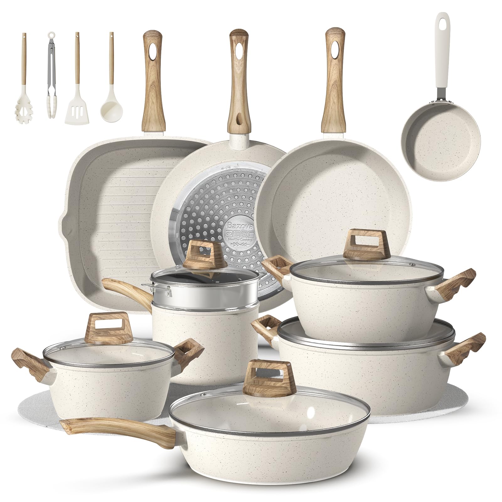 Photo 1 of **UNKNOWN IF MISSING PIECES**25Pcs Pots and Pans Set Non Stick, Ceramic Cookware with Titanium-Reinforced Nonstick Coating, PFAS-Free & Induction Ready, Long-Lasting Performance, Full Kitchen Set with 3 Casseroles