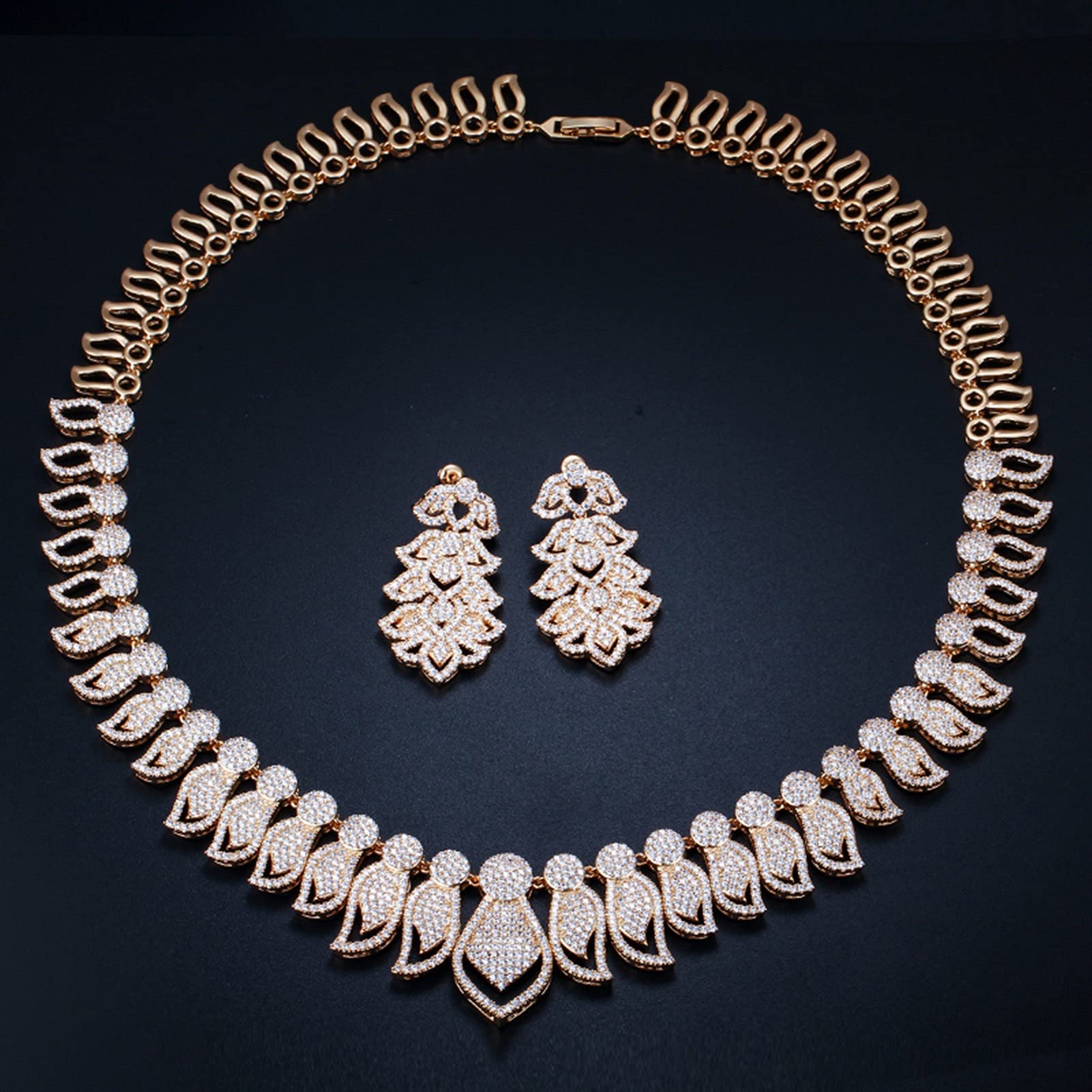 LYGXWJFC Set con Collana e Orecchini da Sposa con Gioielli cubici con Micro pavé