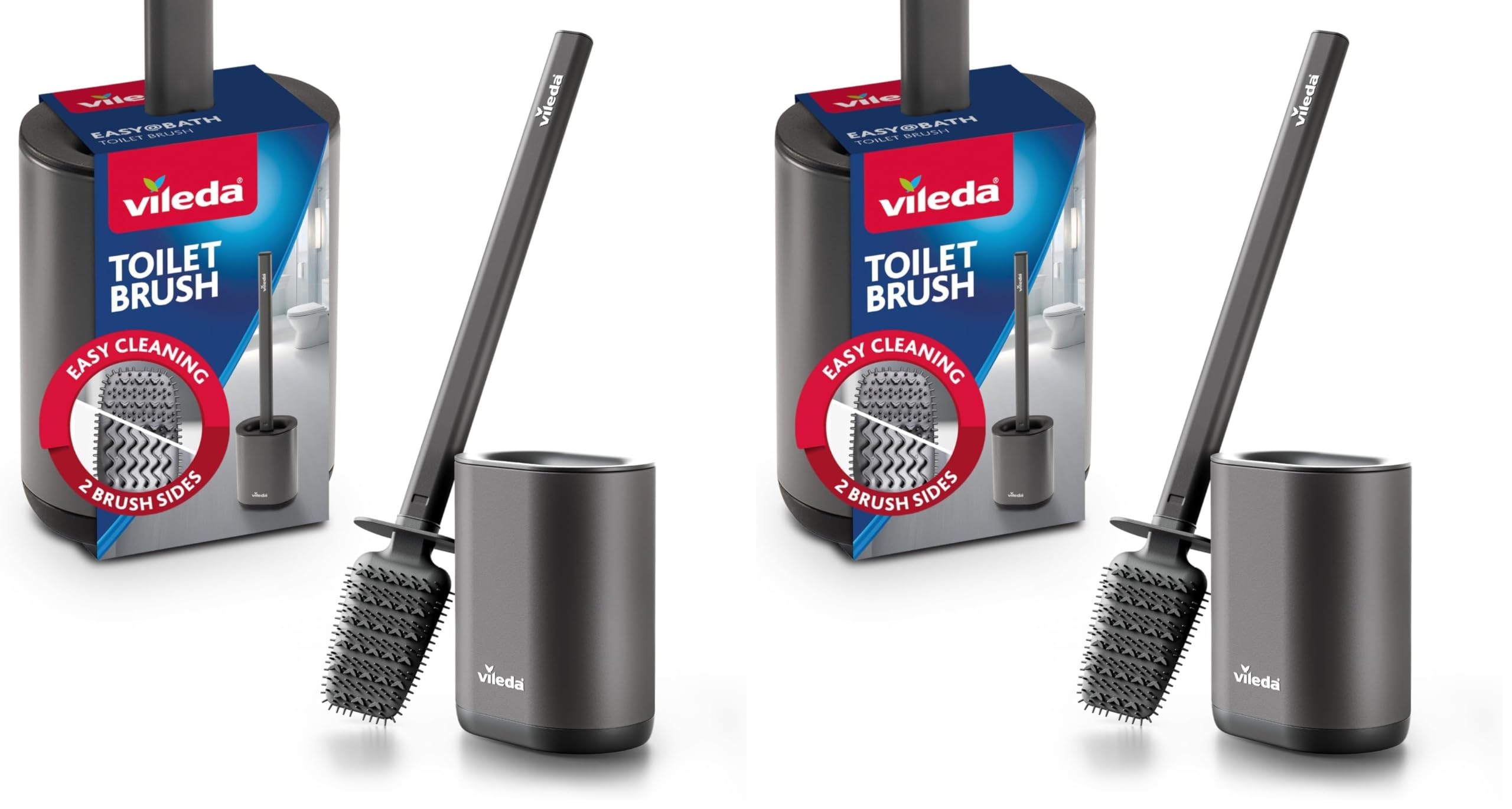 Vileda Silikon Toilettenbürste mit Flexkopf und Edelstahlgriff - WC Bürste mit 2-in-1 Reinigungszonen - Hygienisch geruchsgeschützt rostfrei schnell trocknend langlebig und sofort einsatzbereit