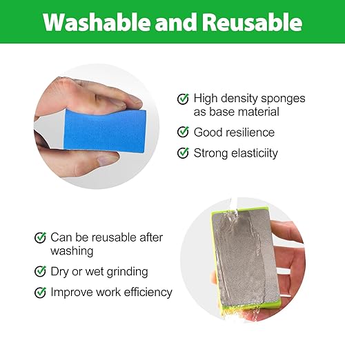 Miniatura 10 de Almohadillas de pulido a mano de diamante, 5 almohadillas de lijado de diamante 601202404001000, bloque de lijado de arena con respaldo de espuma