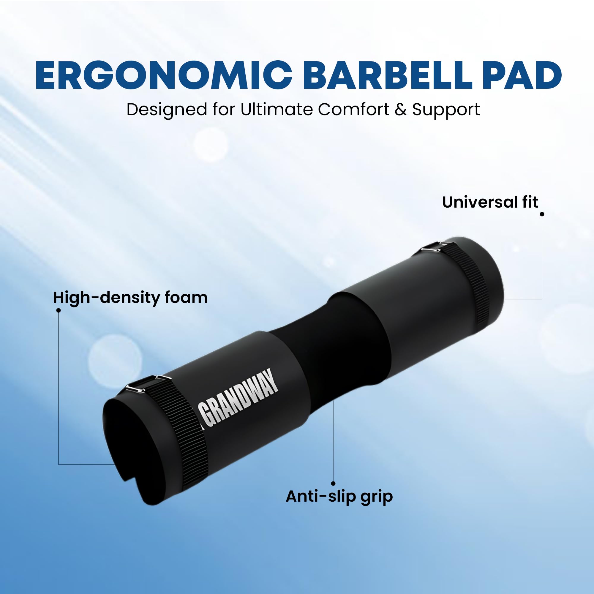 Advanced Squat Pad - Barbell Pad for Hip Thrusts, Squats & Lunges - Neck & Shoulder Squat Bar Pad Cushion Support Foam for Extra ComfortPremium Squat Pad (Black)