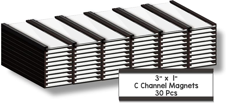IMAGAME Magnetic Tool Organizer, 60 Packs Flexible Magnetic Label Holder 3"x1", C Channel Tool Box Label Holder for Garage Organization, Workshop, Storage Bin, Locker, Shelf - No Scratch, Easy Move