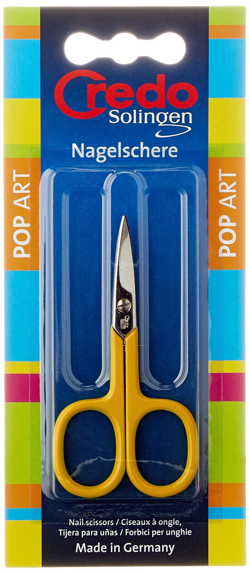 Credo Nail Scissors 8 cm Pop Art Curved Matte Chrome Yellow