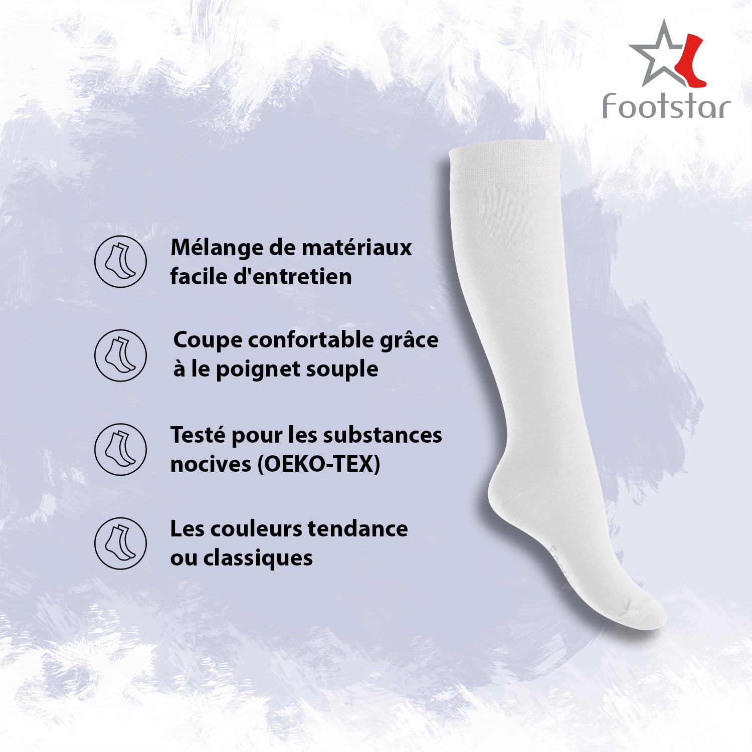 Footstar femmes hommes - Paquet de 5 EVERYDAY! dames genou chaussettes tailles 35-50