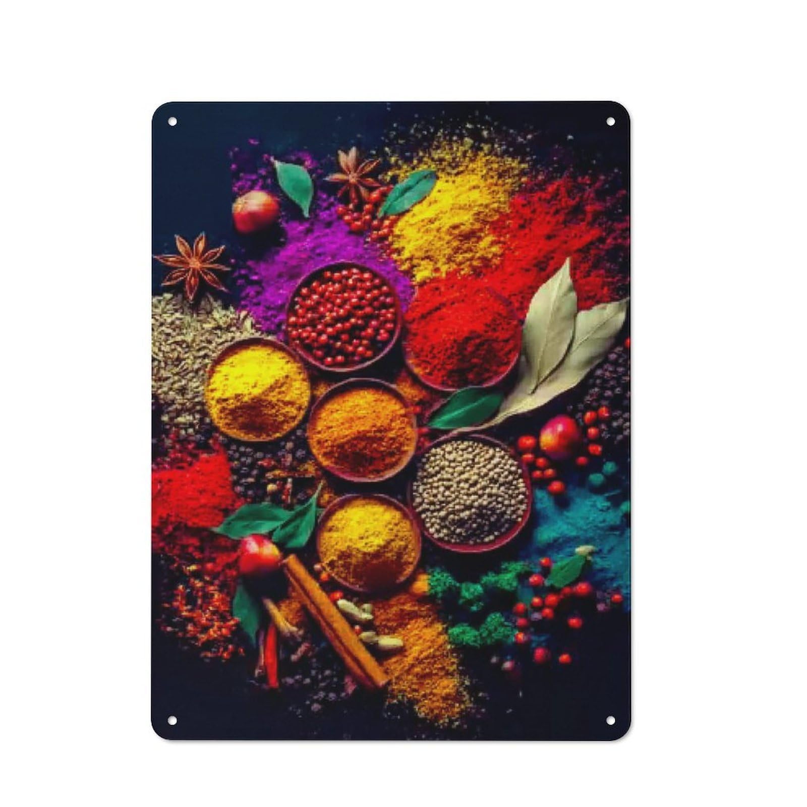 Junmoney Spice Market Aromatic Delights Vintage Tin Wall Plaque 40X30cm For Café Or Restaurant, A Decorative Christmas Gift For Café Owners And Decorators